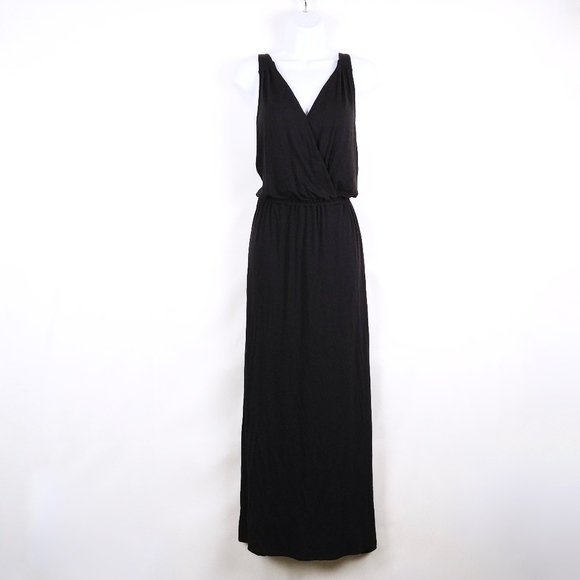 Lucky Brand Dresses & Skirts - Black Jersey Knit Surplice Halter Maxi Dress
